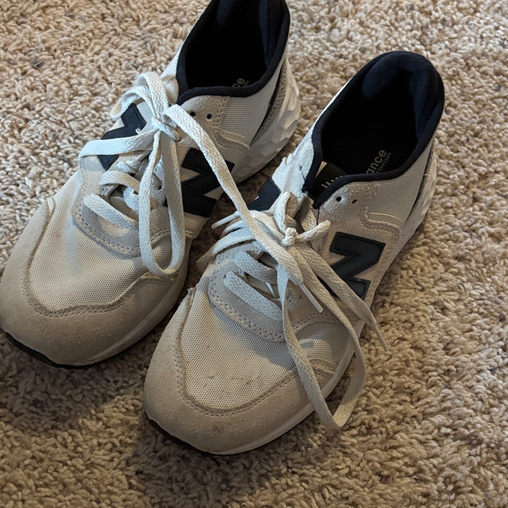 New Balance Cream and Black Athletic Shoes
